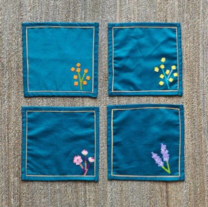 Calyz Teal Cocktail Napkin set of 4 - Image 5